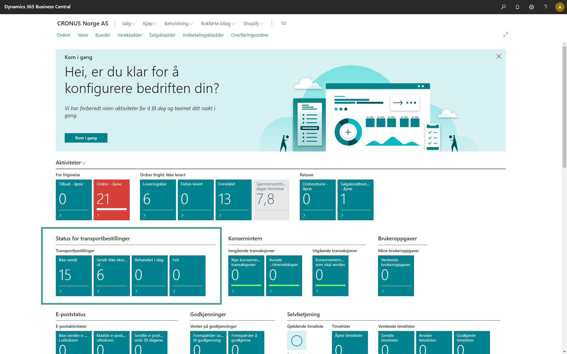 A screenshot showing an overview over the registerd transport orders